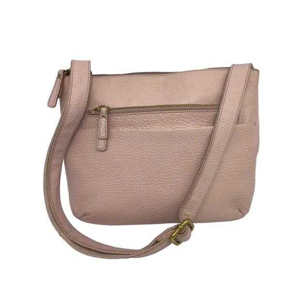 Fossil Handbags - FOSSIL Crossbody Bag Pink Pebbled Leather Zip Pockets 8 X 10